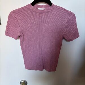 Pink Ribbed Women's Top